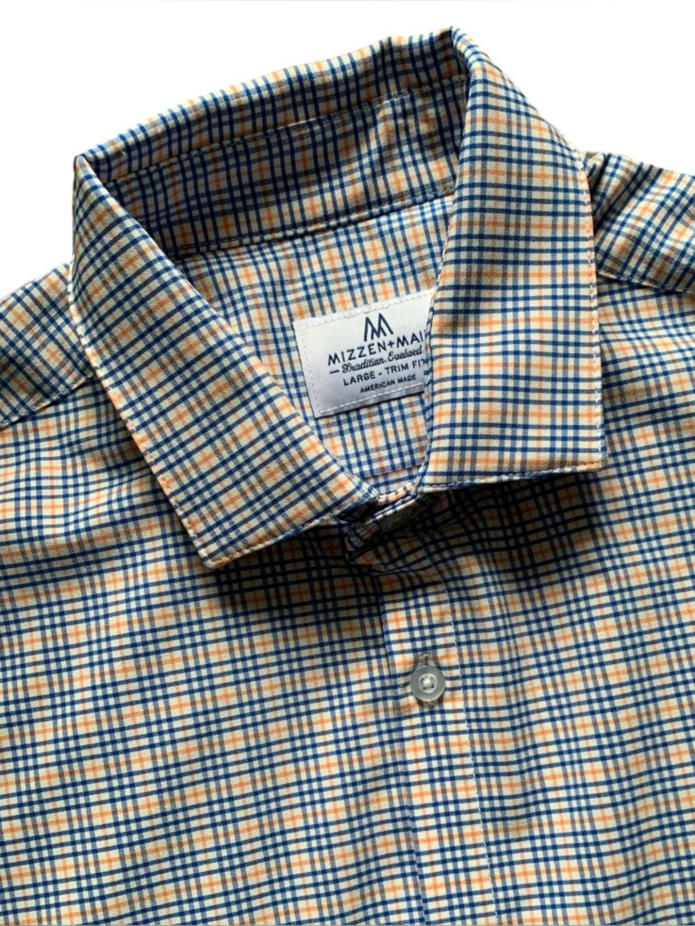 Mizzen+Main Stretch Check Button Up Long Sleeve Dress Shirt Size Large